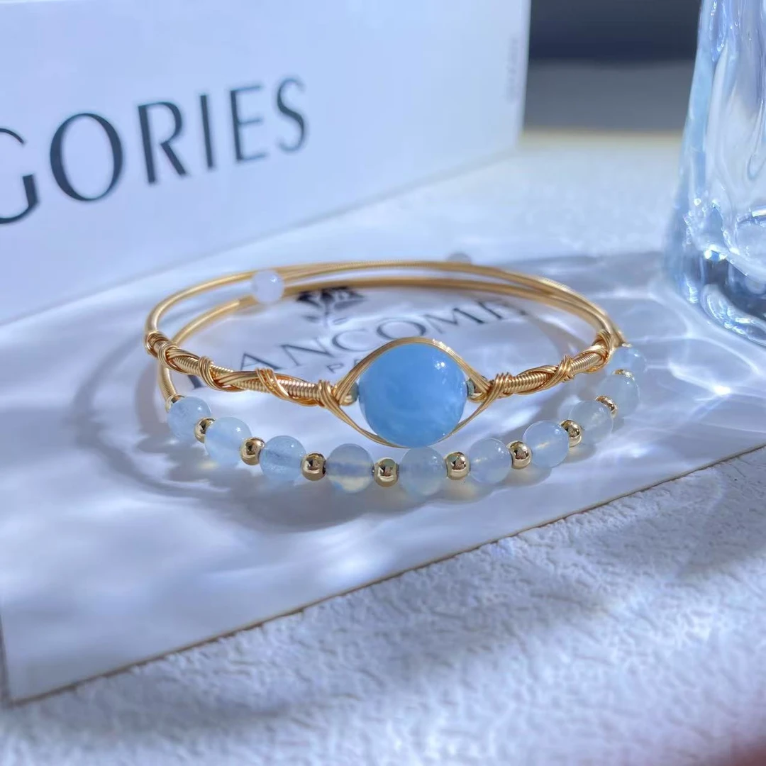 天然海蓝宝手镯多样性随机发货90