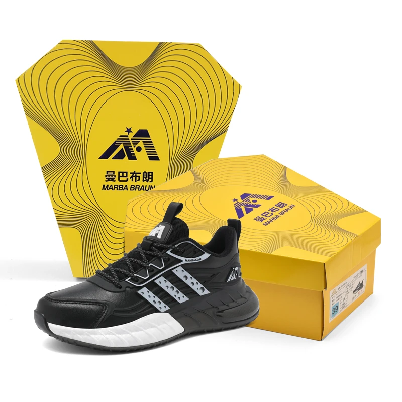 曼巴布朗 正品 加绒保暖男女同款加厚休闲跑步运动鞋皮面防水9027
