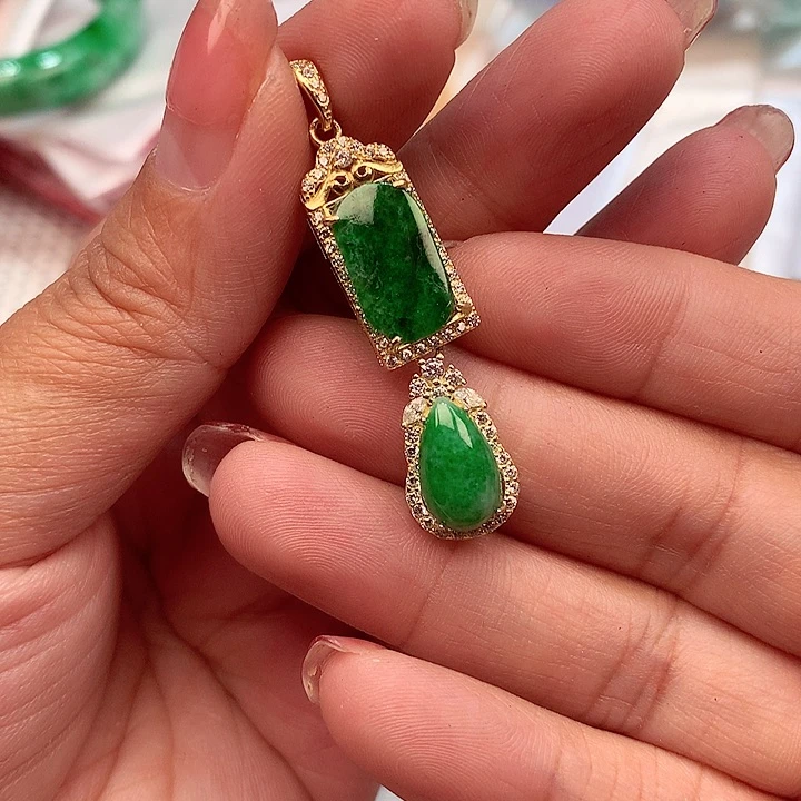 翡翠颈饰银S925镶嵌翡翠