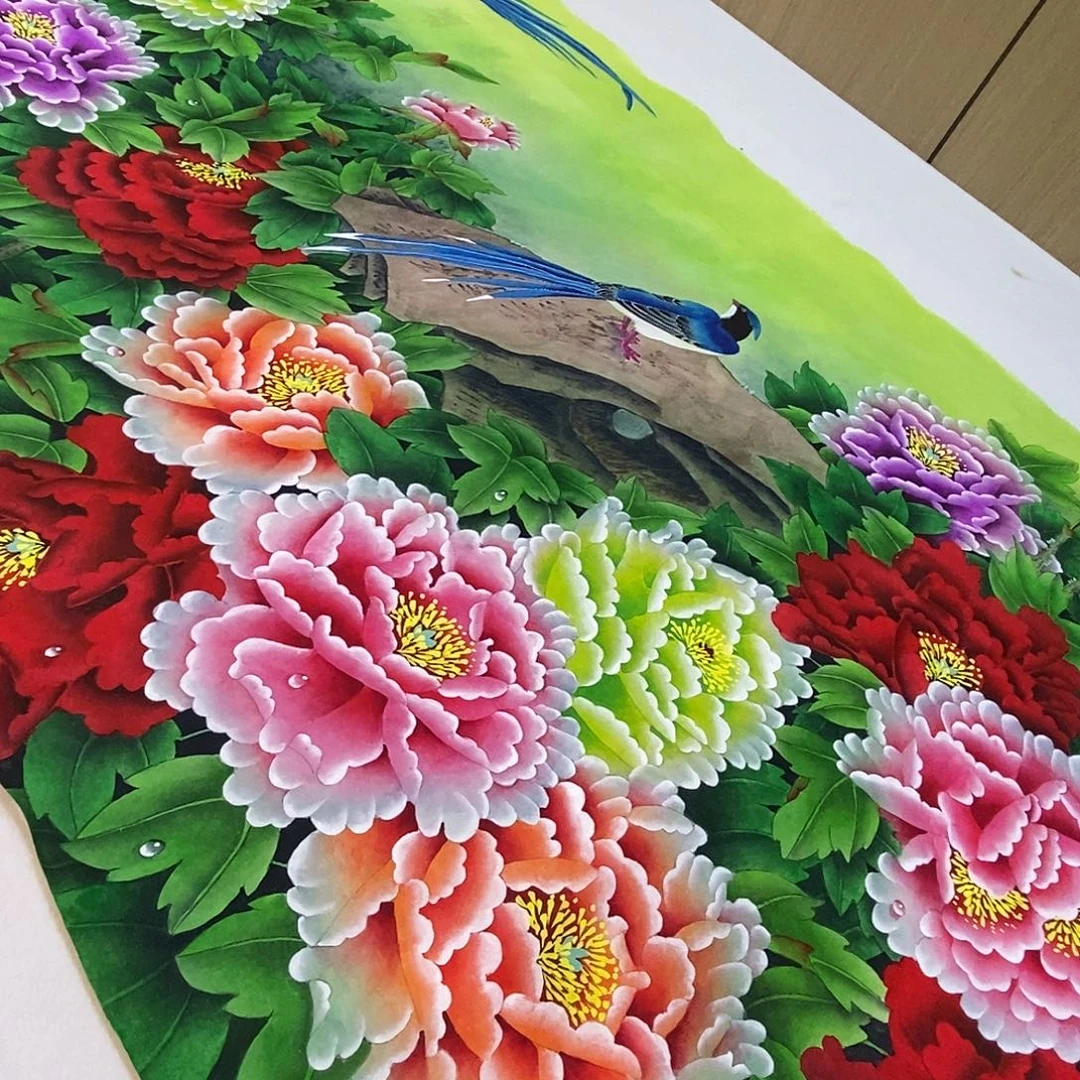 农***民国画手绘工笔牡丹