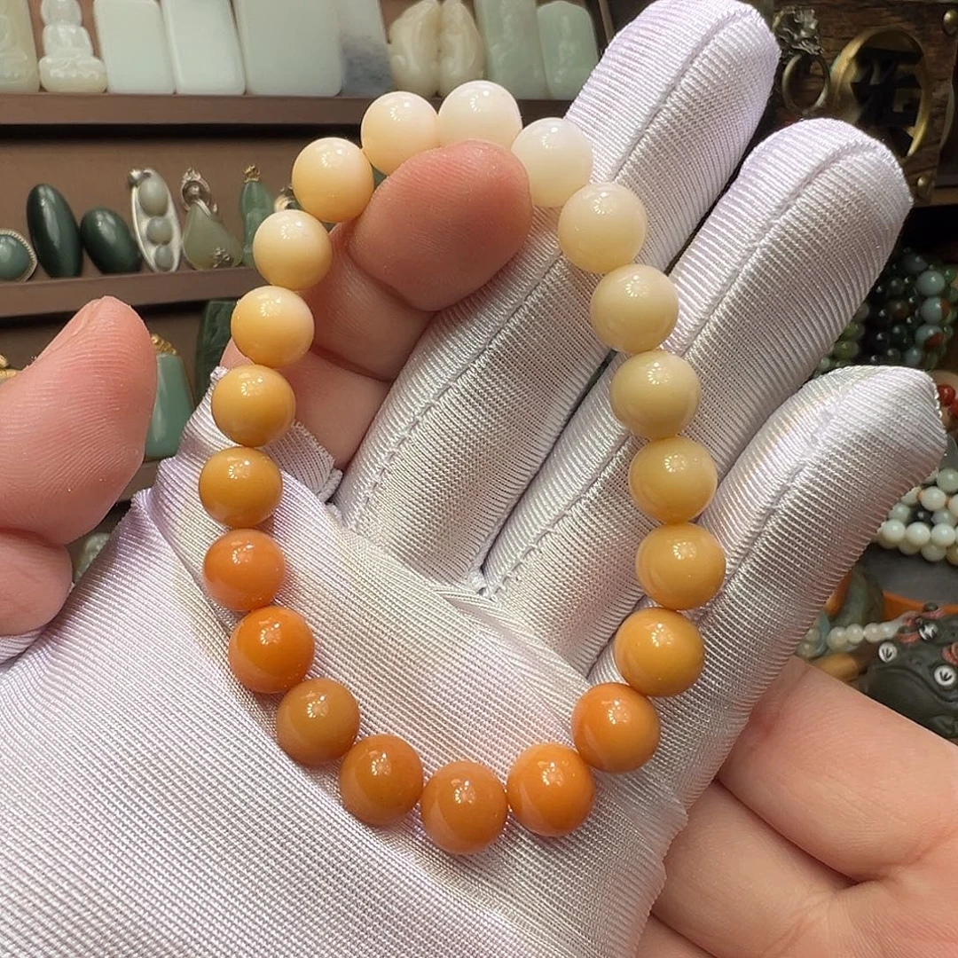 石英质玉（缅黄）未镶嵌手串10mm全玉化渐变 福利1