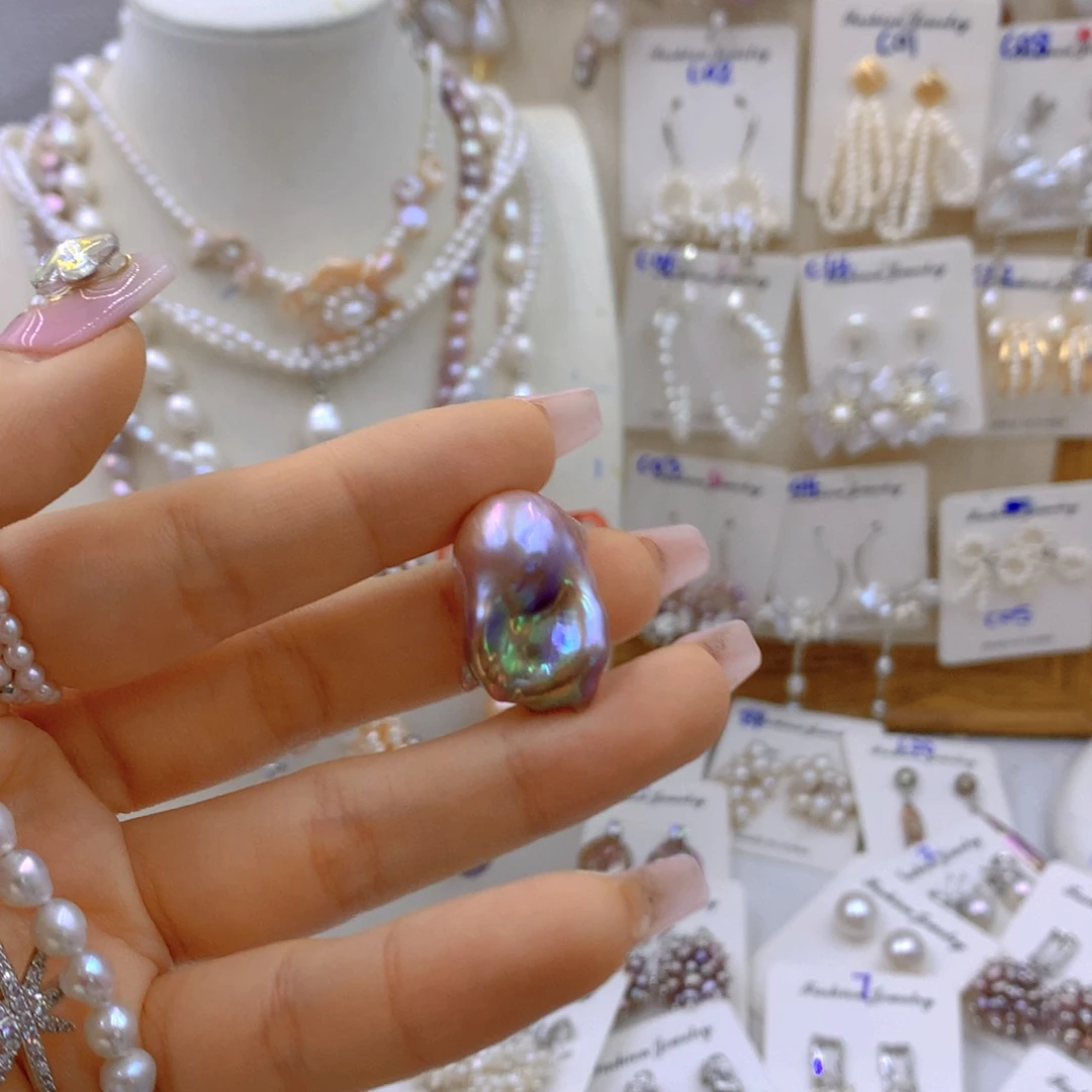 淡水珍珠耳饰银S925镶嵌