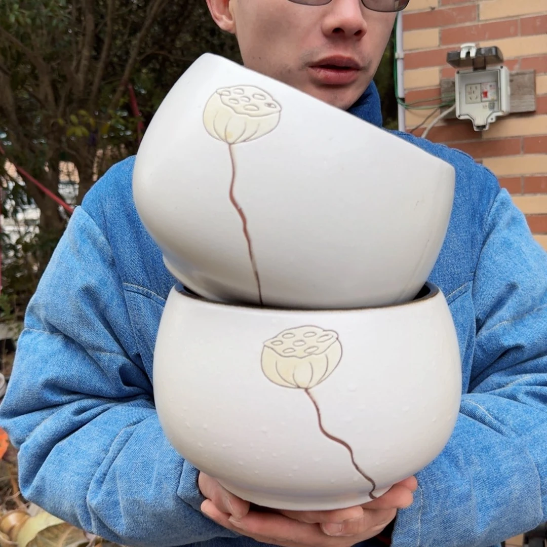 紫砂摆件口19高15（两个拼刻绘白色