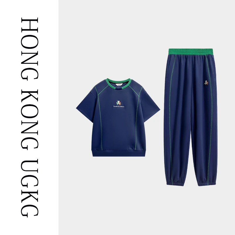 UG&KG 中年妈妈夏装运动服套装洋气2025新款女夏季短袖T恤两件套