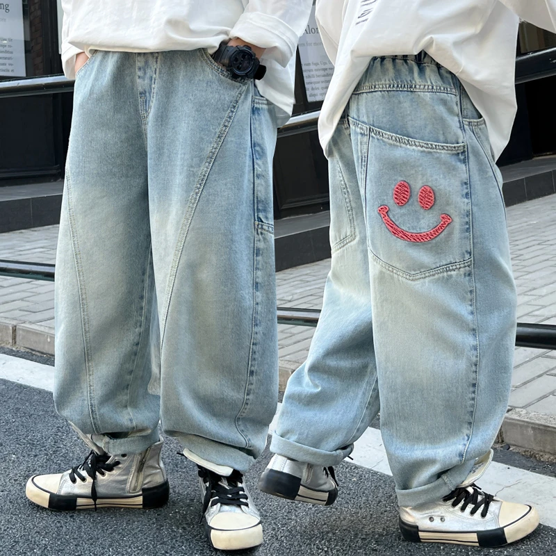 儿童装男童春装裤子2025新款牛仔裤春季中大童休闲春秋款男孩长裤