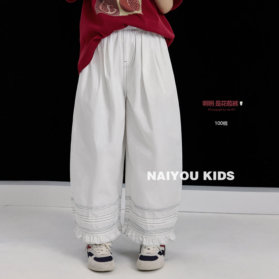 【白白】女童裤子2025夏季新款百搭中大童休闲长裤K2462