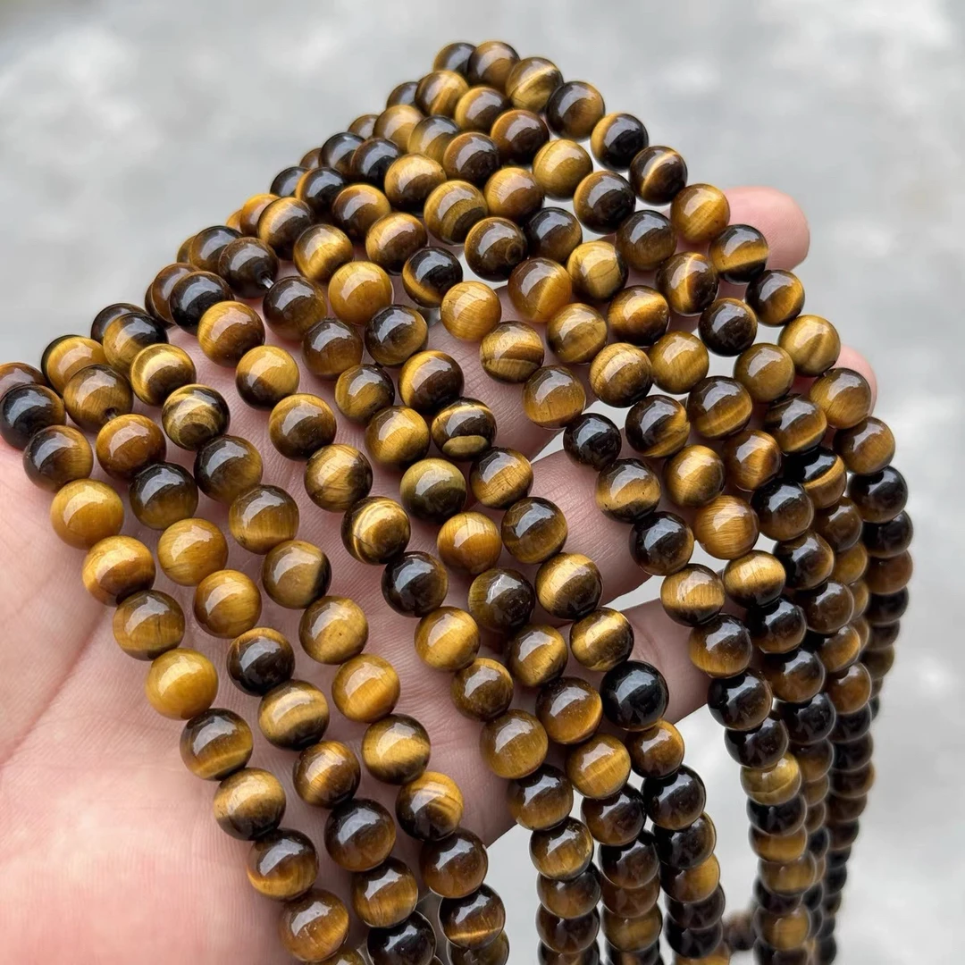 E255天然黄虎眼石手串项链108颗6毫米时尚百搭多样性发货只发一件
