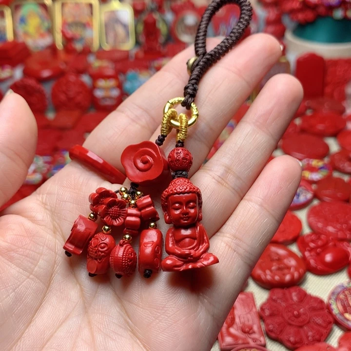 天然辰砂工艺品朱砂钥匙扣
