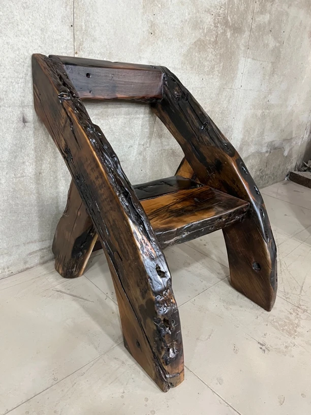 老船木主人椅实木单人阳台禅意休闲椅户外防水懒人椅侘寂风椅复古