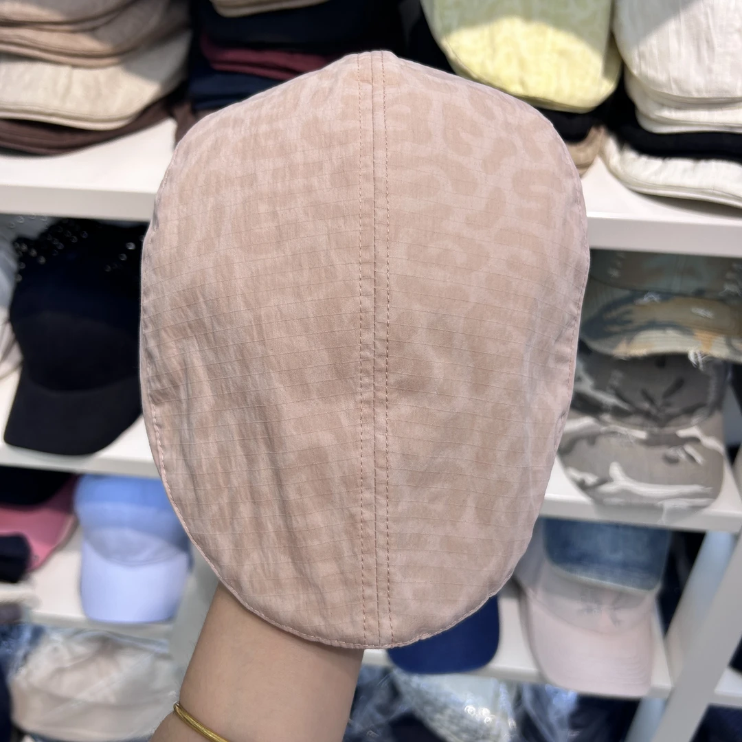 夏季薄速干帽子鸭舌帽浅豹纹百搭前进帽女士复古前进帽画家小众