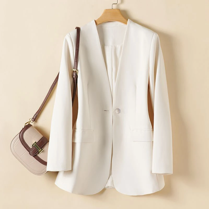 春秋季新款韩版MJL极简高级感无领西装外套女百搭气质休闲西服