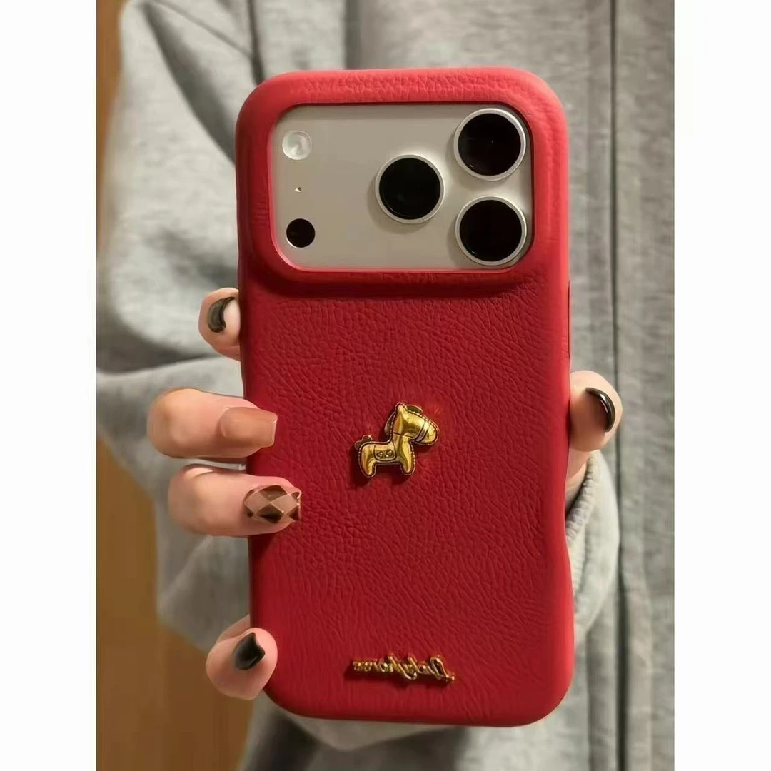 2026金色小马适用iphone17Promax手机壳华为荣耀oppo小米vivo防摔