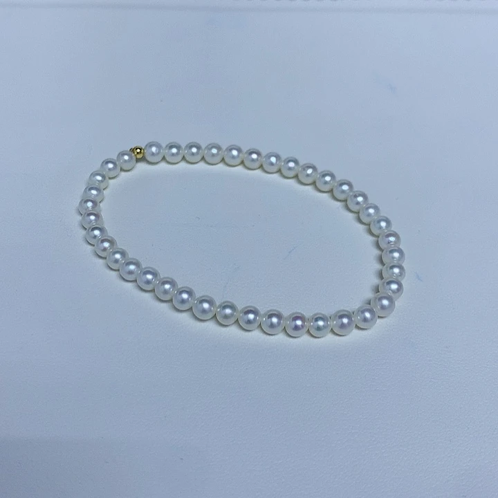 18K金镶嵌淡水珍珠手链4-5