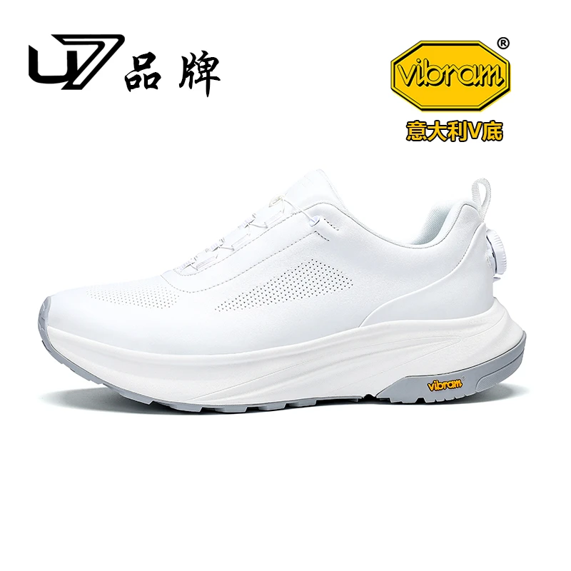 U7品牌男鞋 头层牛皮 意大利VIBRAM鞋底高端时尚旋转扣轻便休闲鞋