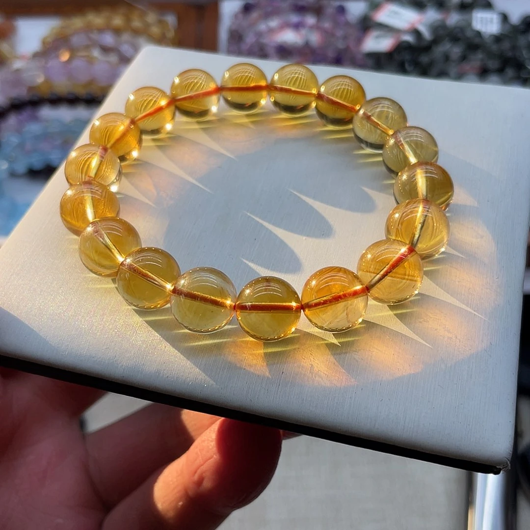 水晶未镶嵌手链12mm左右黄水晶手串