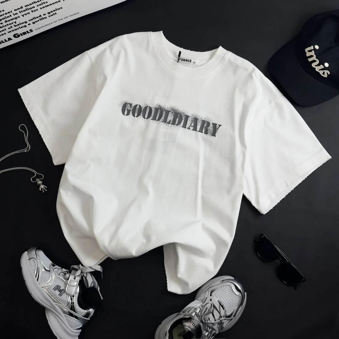 XT2622儿童潮牌水印短袖T恤打底衫男童休闲韩版中大童潮牌男宝