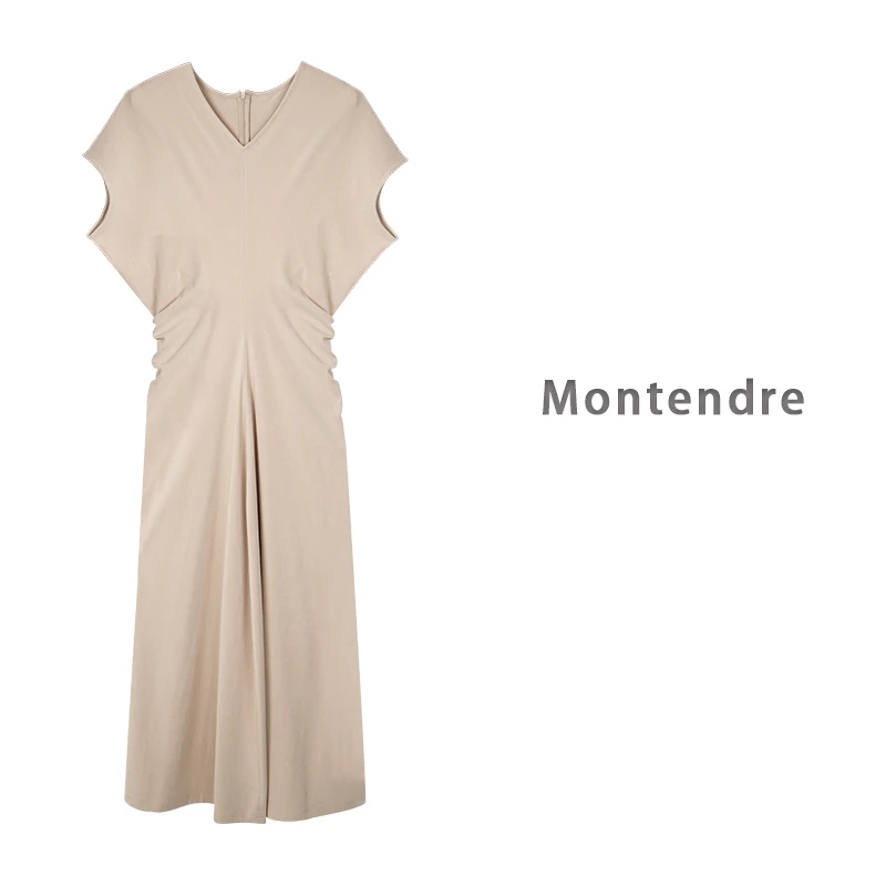 【胖虎家】夏季新款 C 高级感气质褶皱慵懒风收腰显瘦小众连衣裙