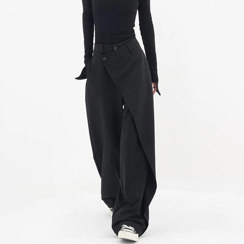 300斤特大码不规则腰休闲裤春夏宽松垂感拼接阔腿垂感大码女装