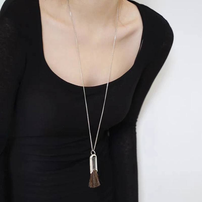 铜项链 创意百搭马鬃毛项链时尚气质简约个性小众设计毛刷饰品女