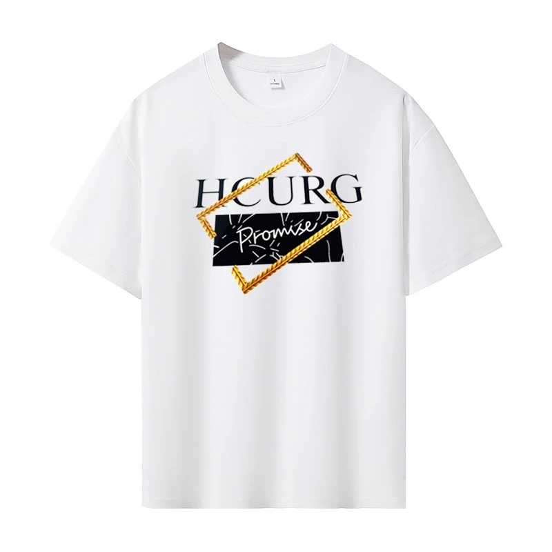 高端丝光棉光泽T恤男女同款夏季凉感液氨棉短袖黑白框字母746