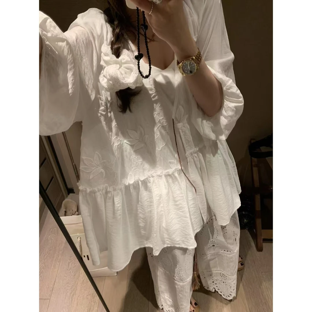 SP【云顶落日】灯笼袖刺绣开衫外套夏日唯美外套宽松小众