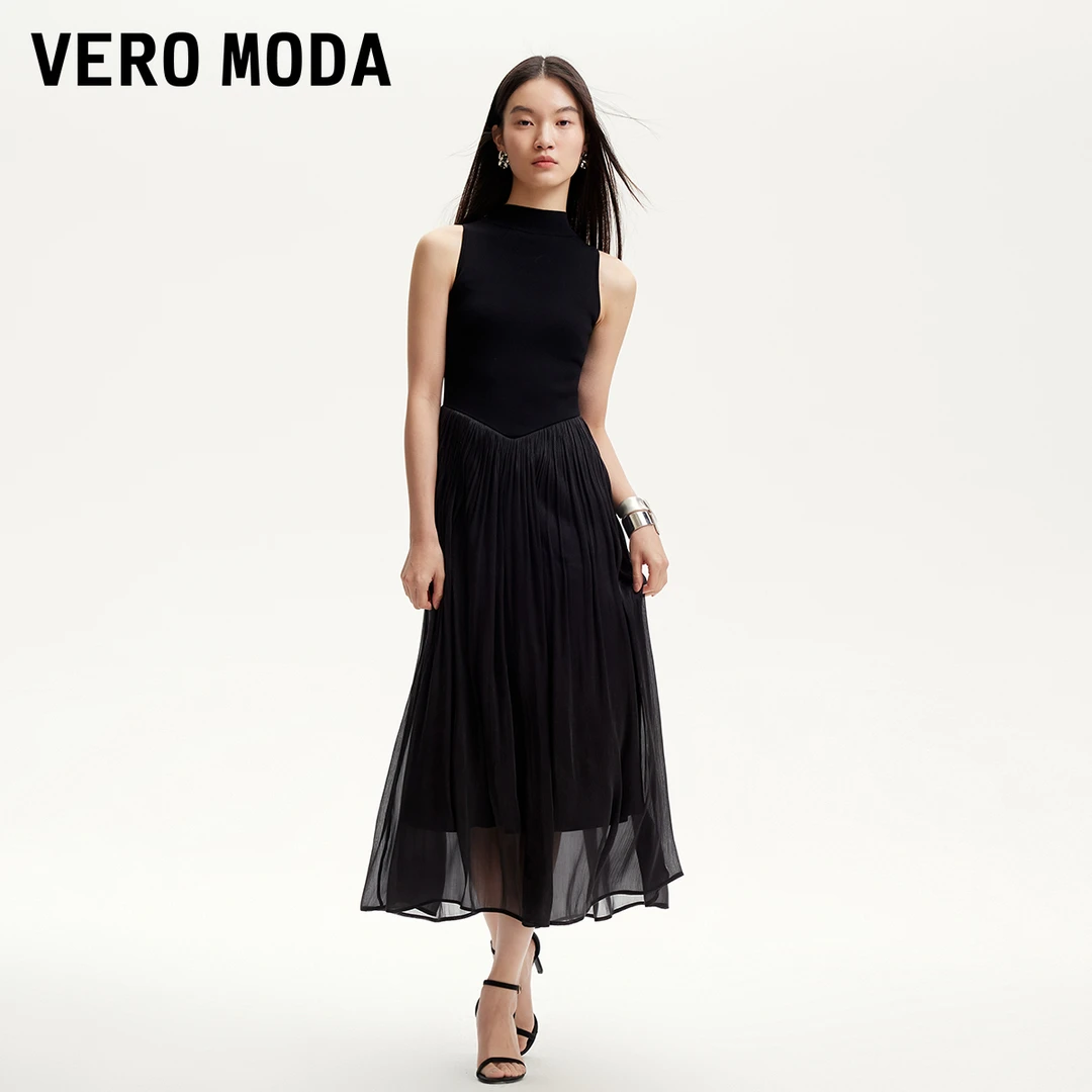 【粉丝专属】Vero Moda连衣裙欧若风无袖针织拼接光泽感325146014