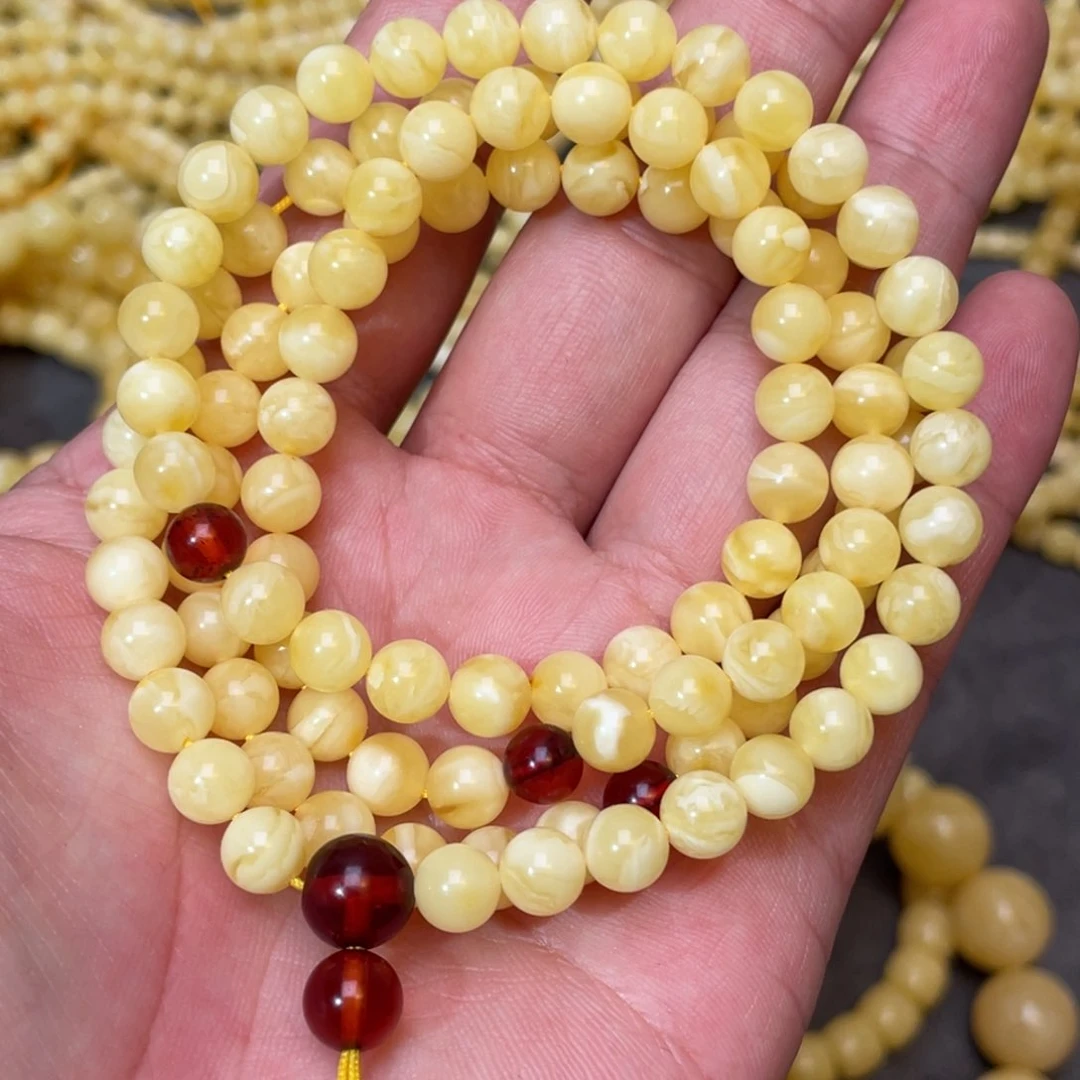 蜜蜡裸石未镶嵌蜜蜡佛珠6.8mm