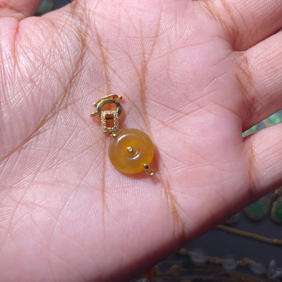 吊坠(不含链)18K金镶嵌翡翠