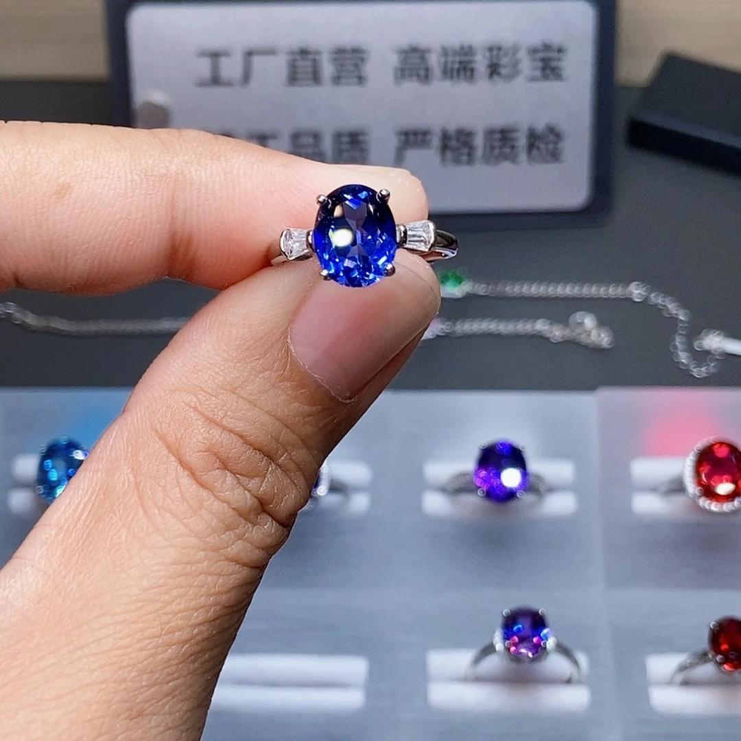 银S925镶嵌蓝宝石戒指