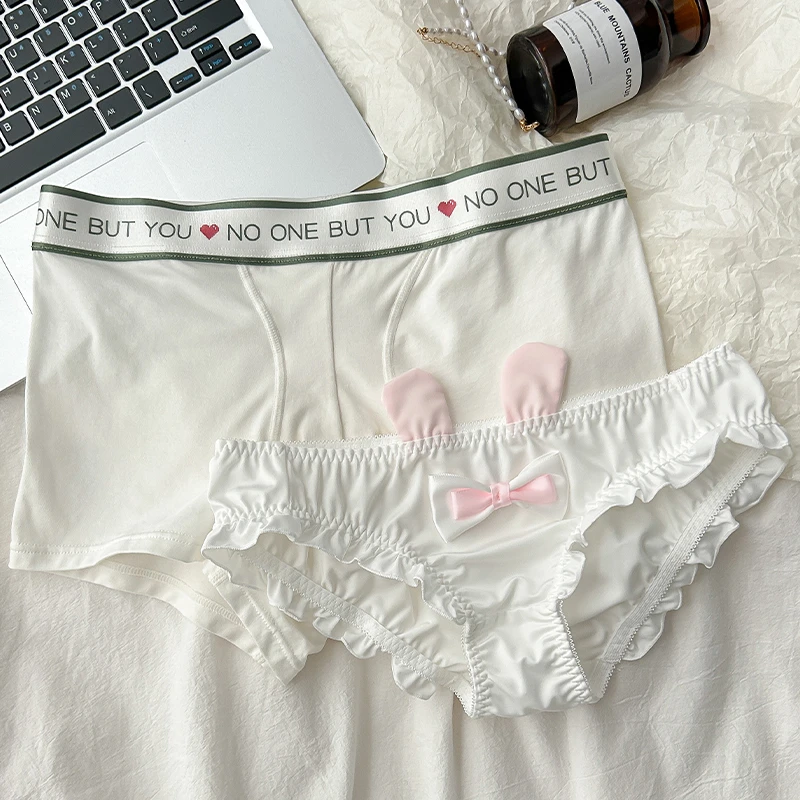 白色兔子可爱情侣内裤一男一女性感2025新款男士女生纯棉裆情侣款