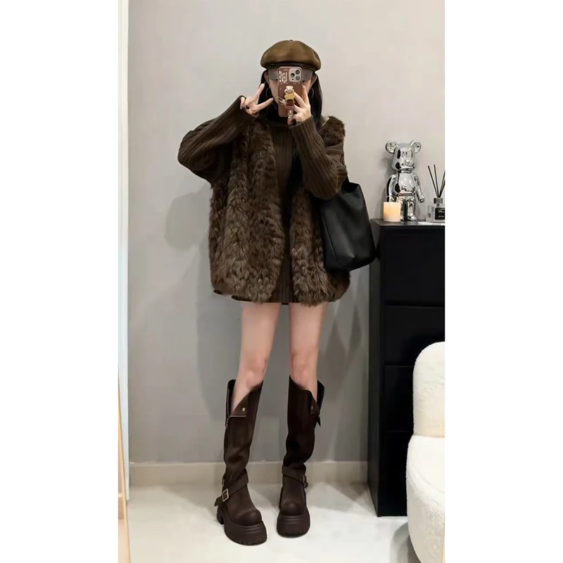 超火一整套2025秋冬新款时尚气质减龄韩版针织毛衣马甲两件套