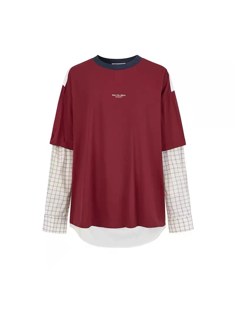 ANNAMOOER 拼色可脱卸长袖T恤