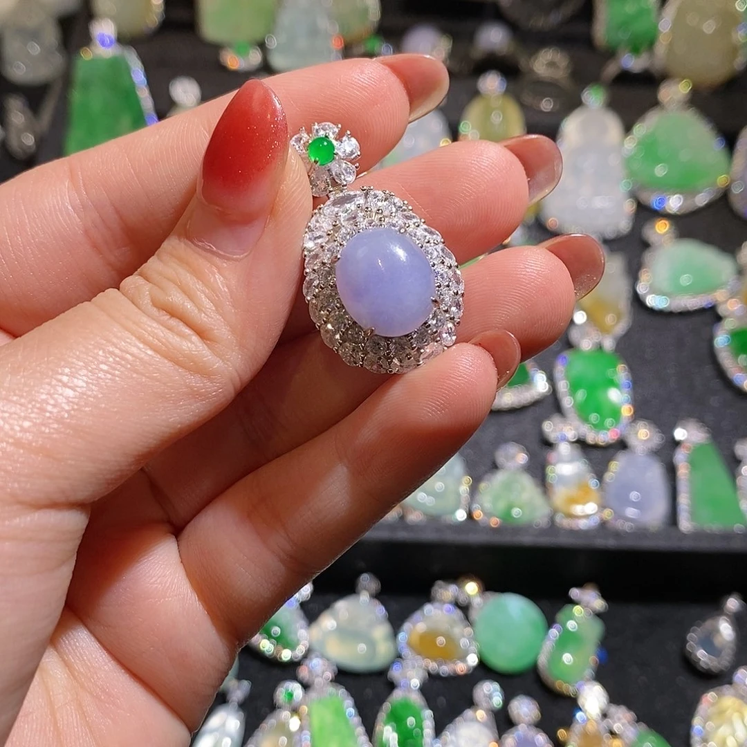 颈饰银S925镶嵌翡翠E****C天然翡翠