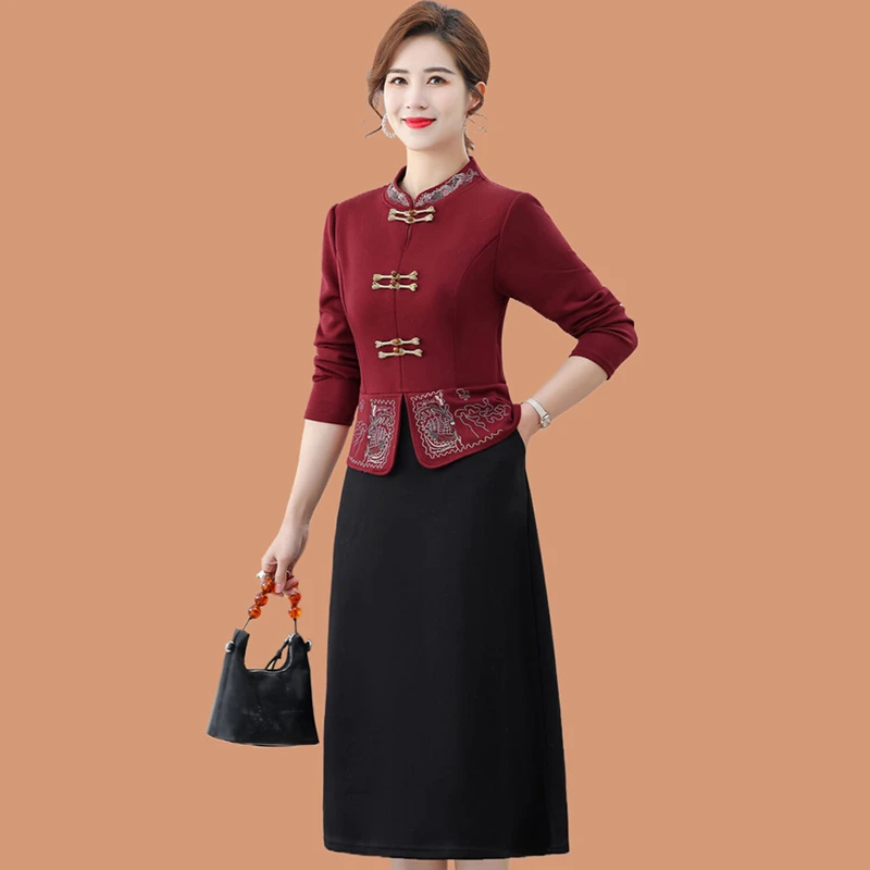 喜婆婆婚宴装礼服连衣裙妈妈春装2025新款中老年女装春秋旗袍裙子