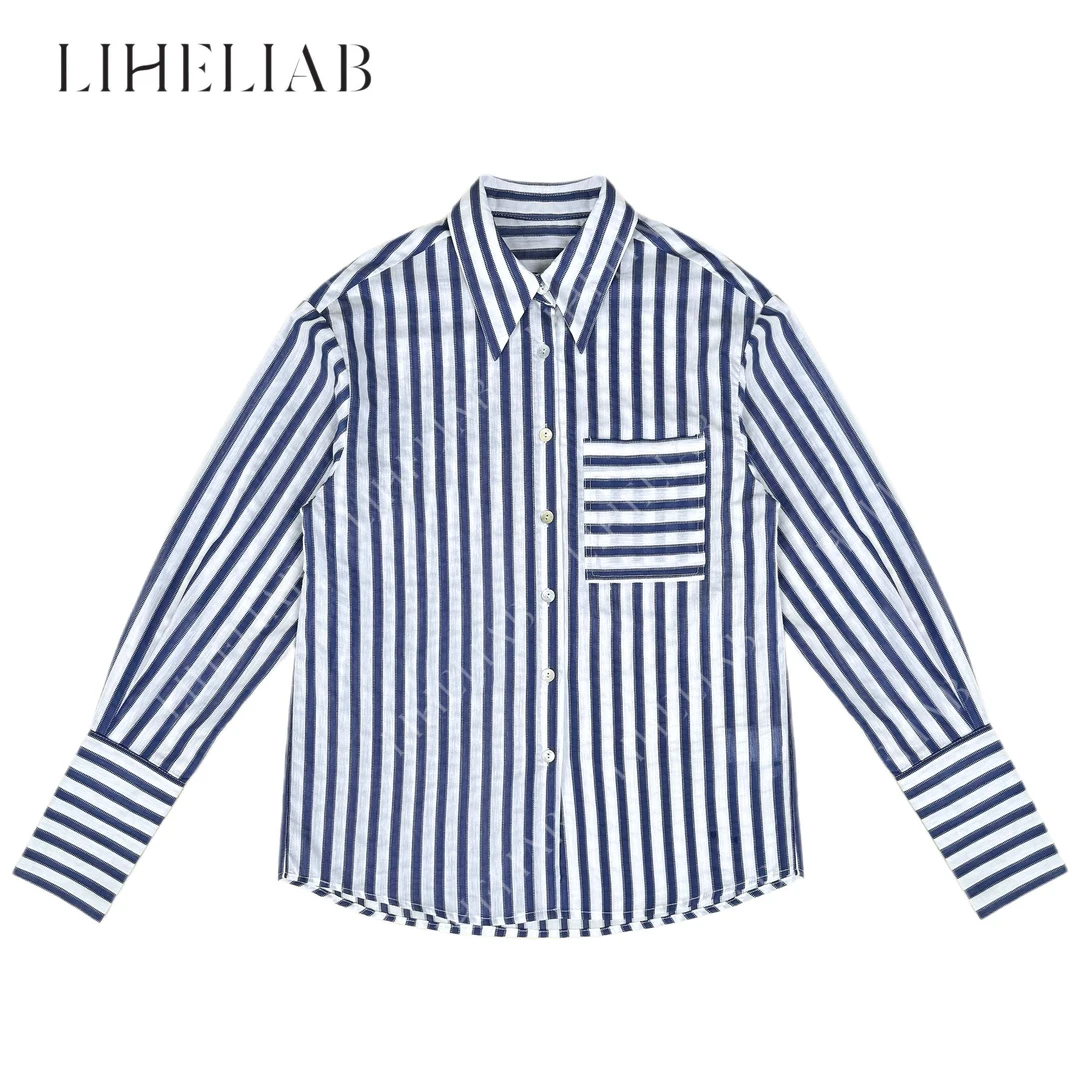 宝儿家 / 笔刷条纹衬衫 早春设计感小众盐系显瘦条纹衬衫