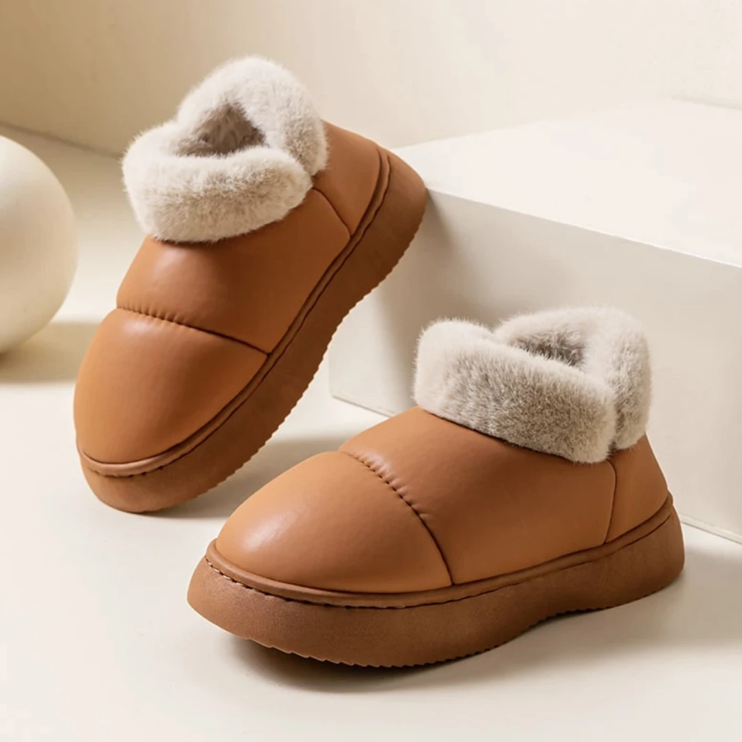 新款雪地靴棉拖鞋女款冬季室内保暖拖鞋女加绒毛棉托鞋-生物