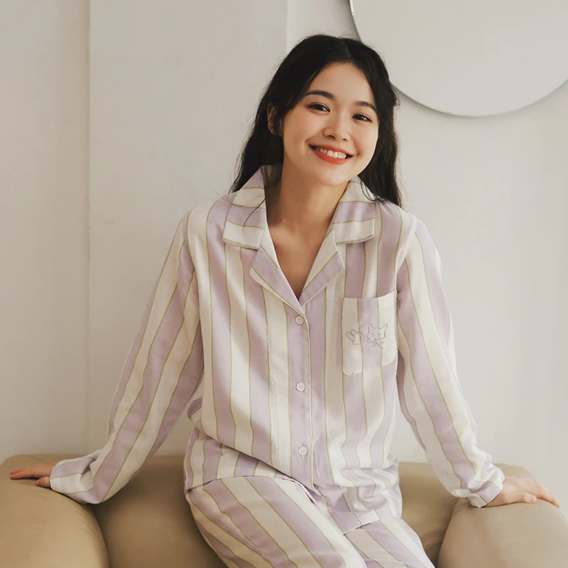莫里伊【纱布条纹狐狸】男女同款小众设计潮牌可外穿纯棉睡衣家居服