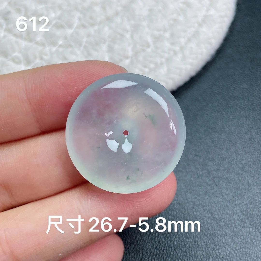 安好翡翠，缅甸天然A货翡翠高冰种起光绿底飘绿花平安扣吊坠W