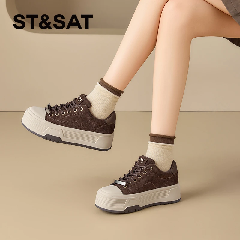 星期六透气小众设计感厚底女鞋女2025夏季新款百搭轻便板鞋休闲鞋