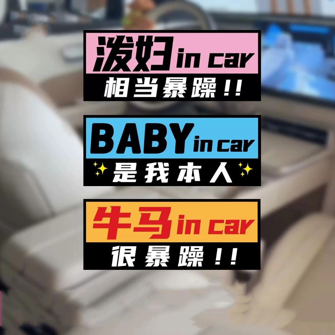 泼妇in car搞笑车贴个性创意文字车内有牛马划痕遮挡贴后档装饰贴