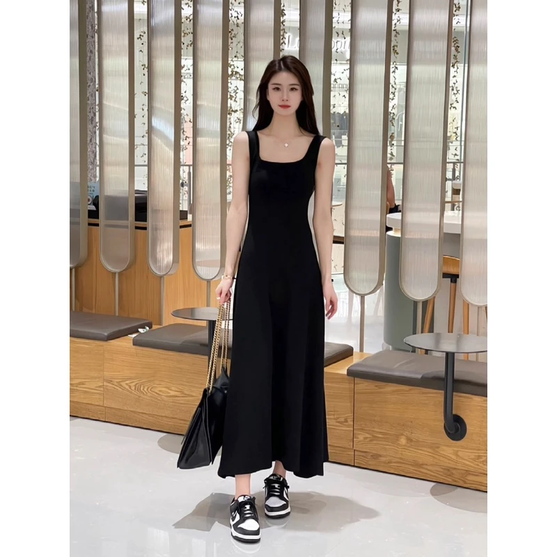 夏季吊带背心连衣裙女法式百搭弹力针织中长裙显瘦修身