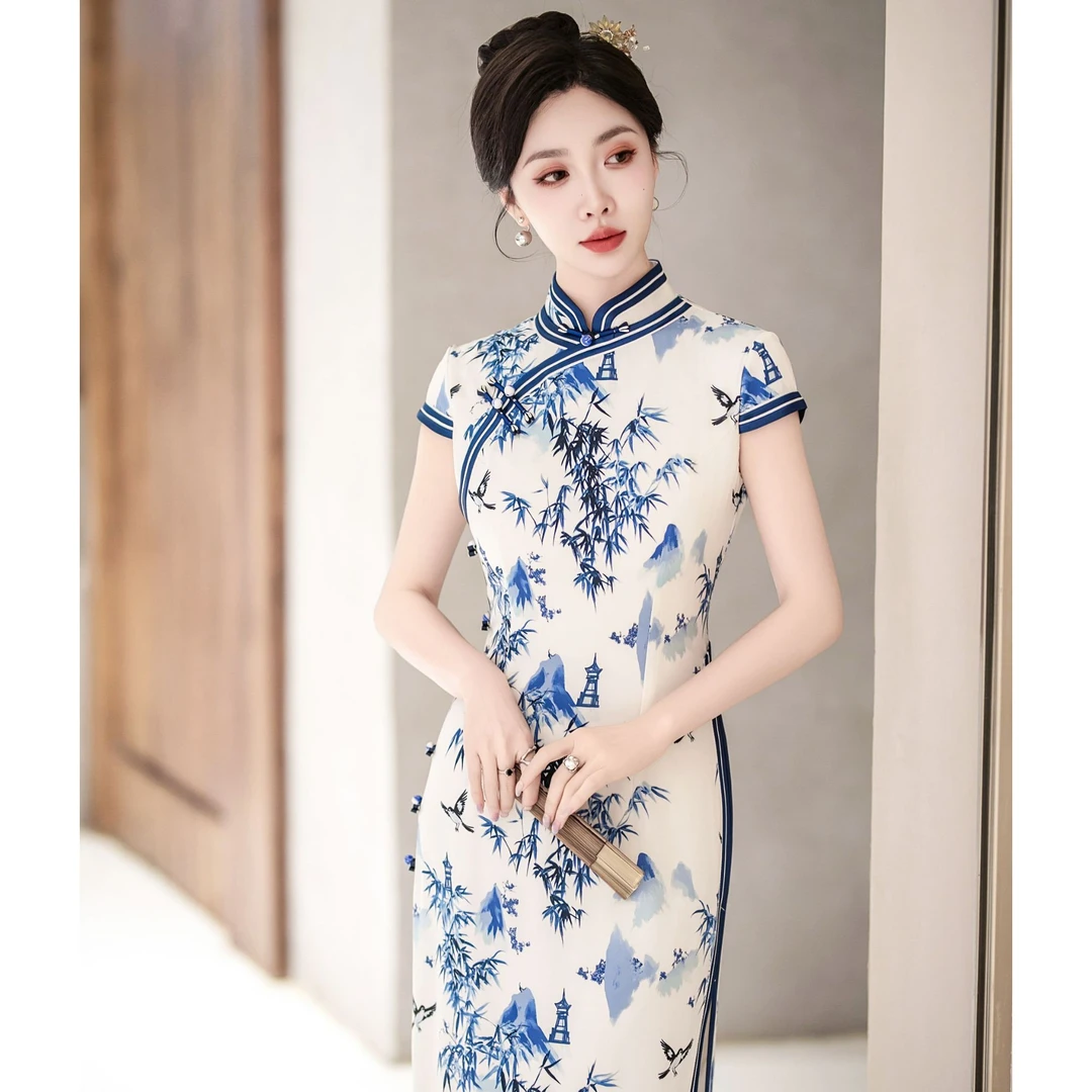 2025新款 中国风旗袍重工缝制长款复古民国风 5557