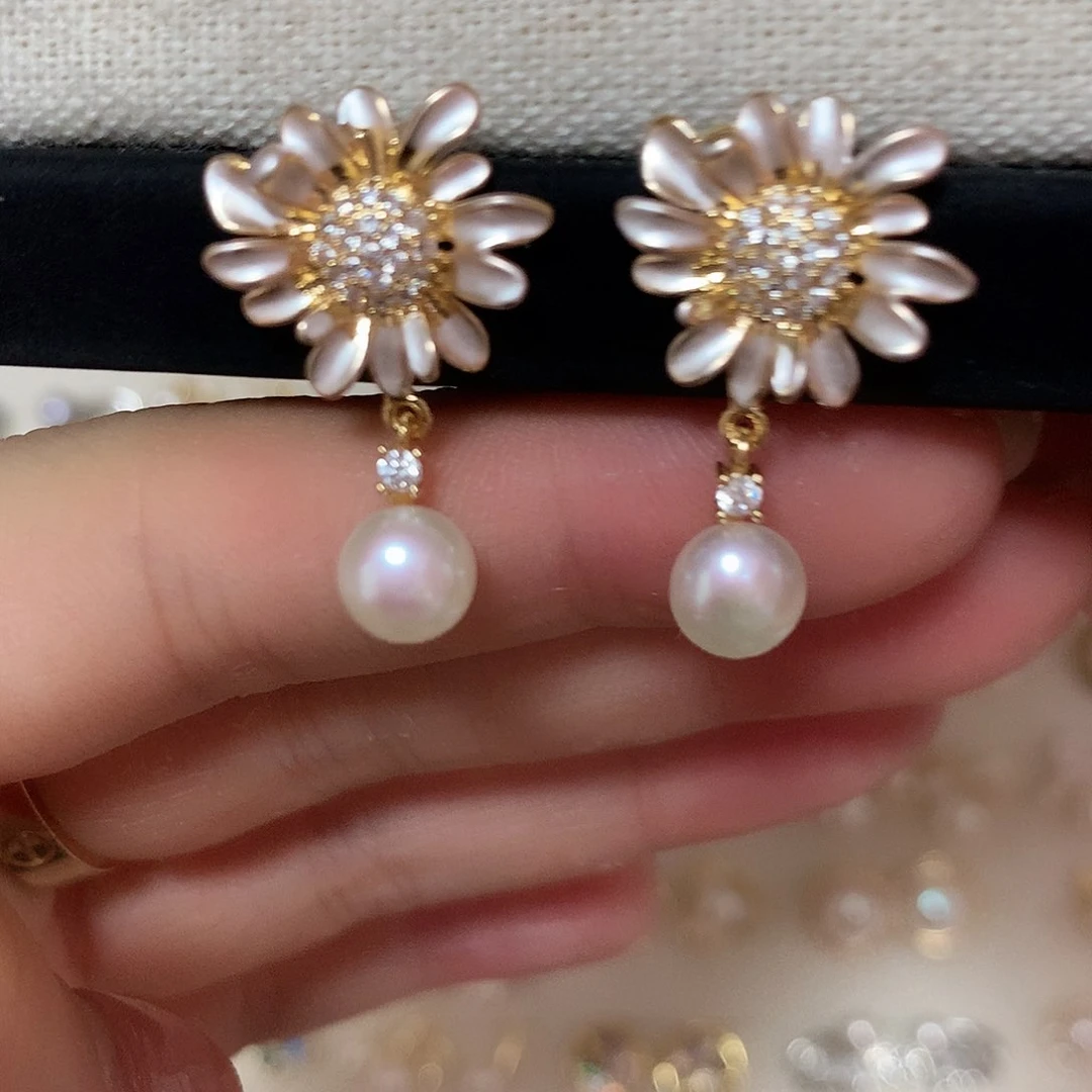 淡水珍珠耳饰合金