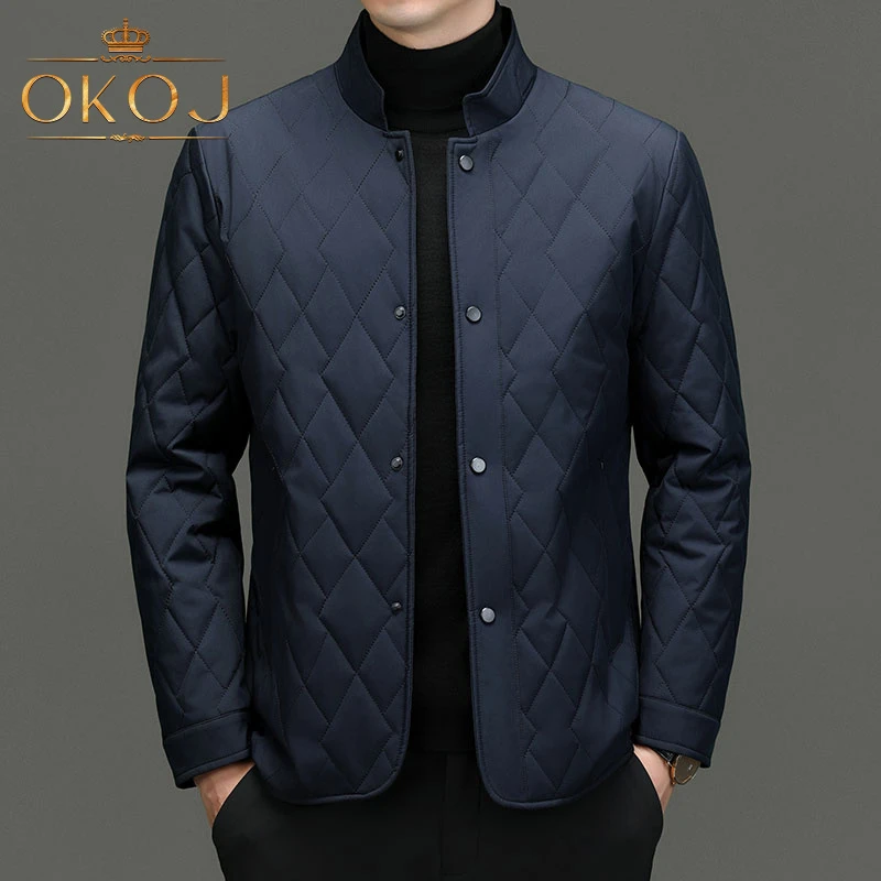 OKOJ商务休闲棉服男士薄款防风保暖秋冬新款立领棉衣外套夹克衣