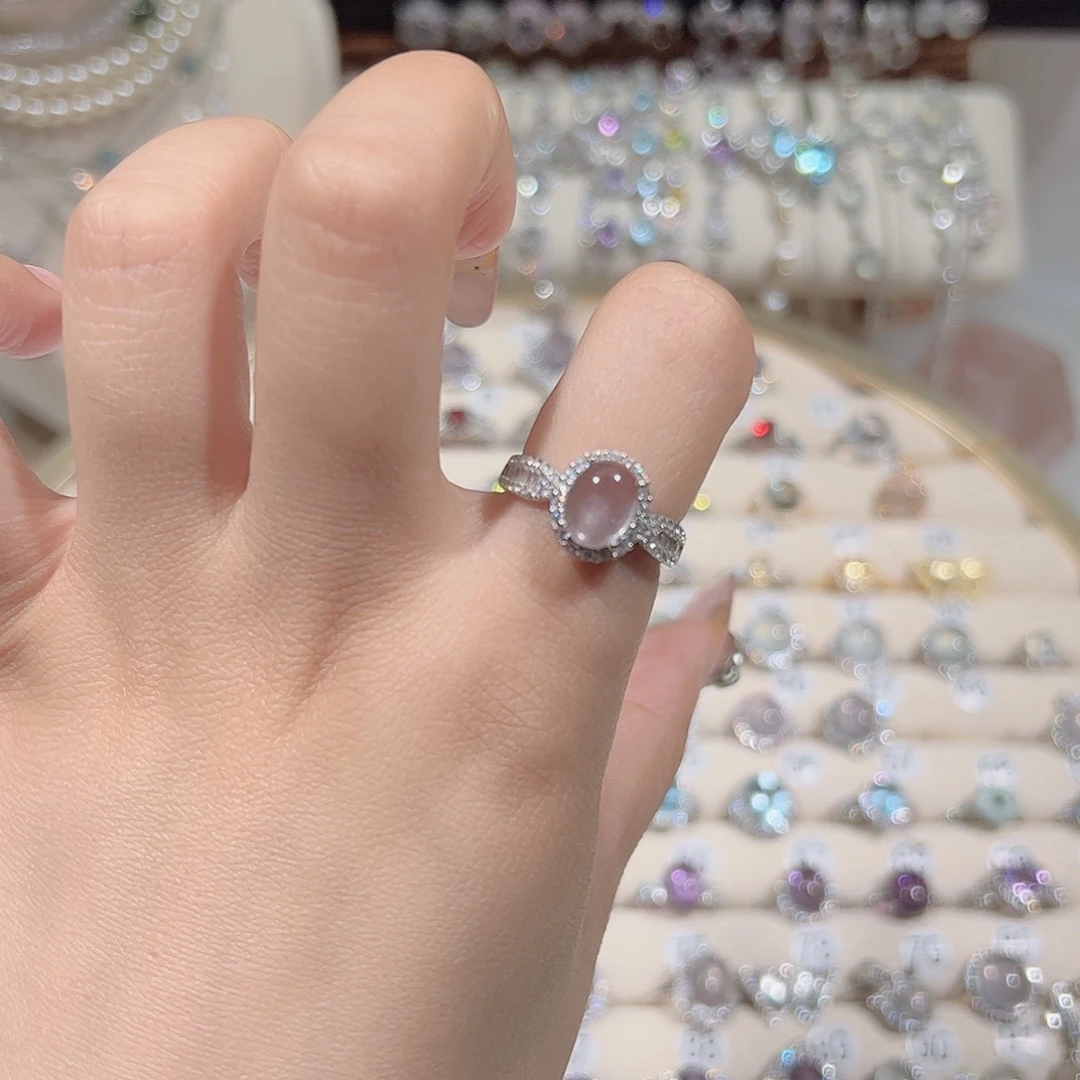 芙蓉石戒指银S925镶嵌