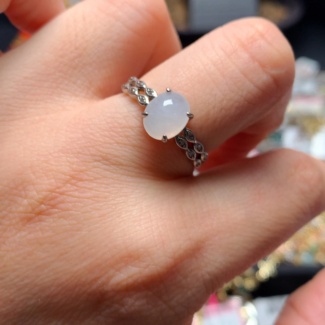 翡翠戒指银S925镶嵌戒指