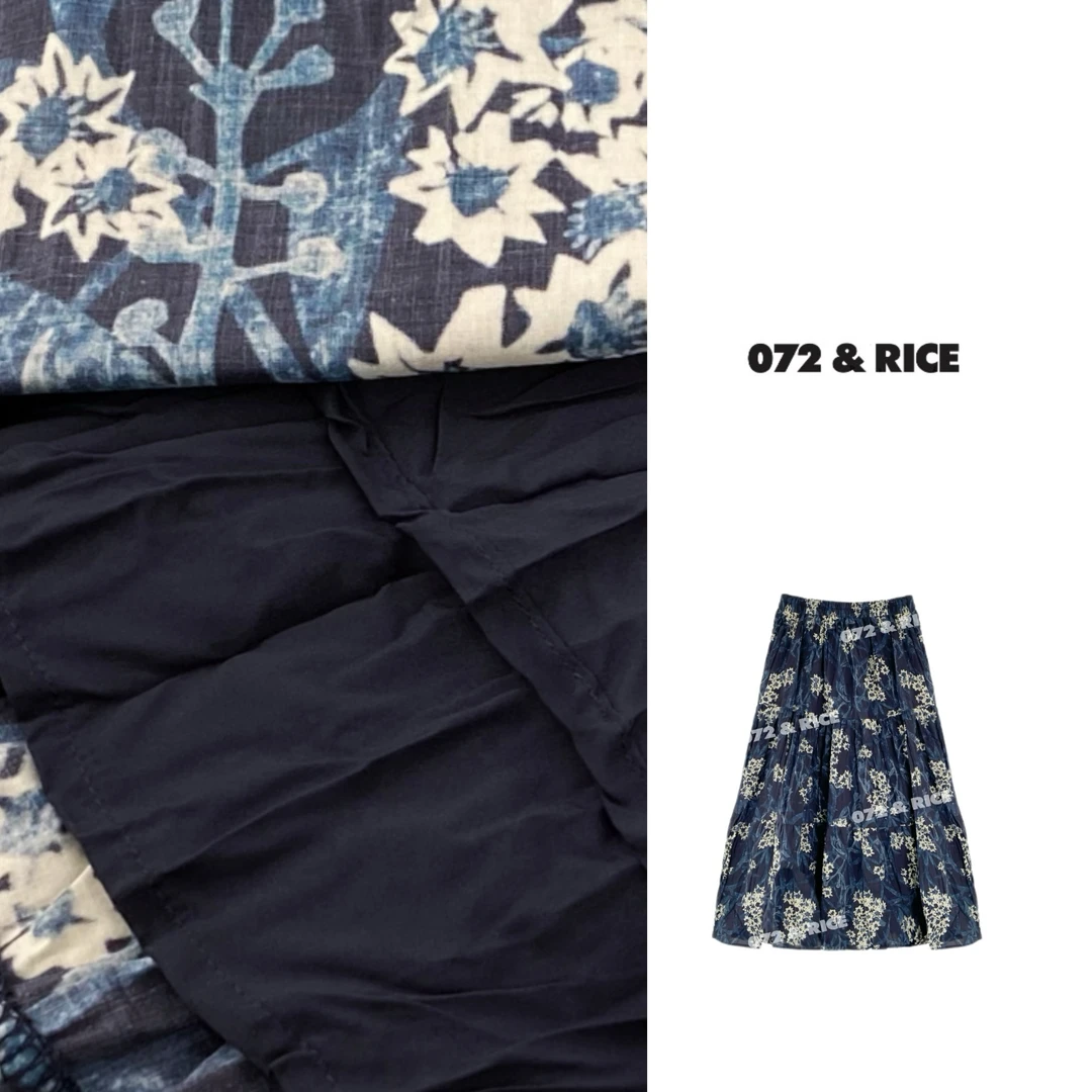 072 & RICE【海石花】100纯棉 春季休闲橡筋腰半身裙 31NB296Z*