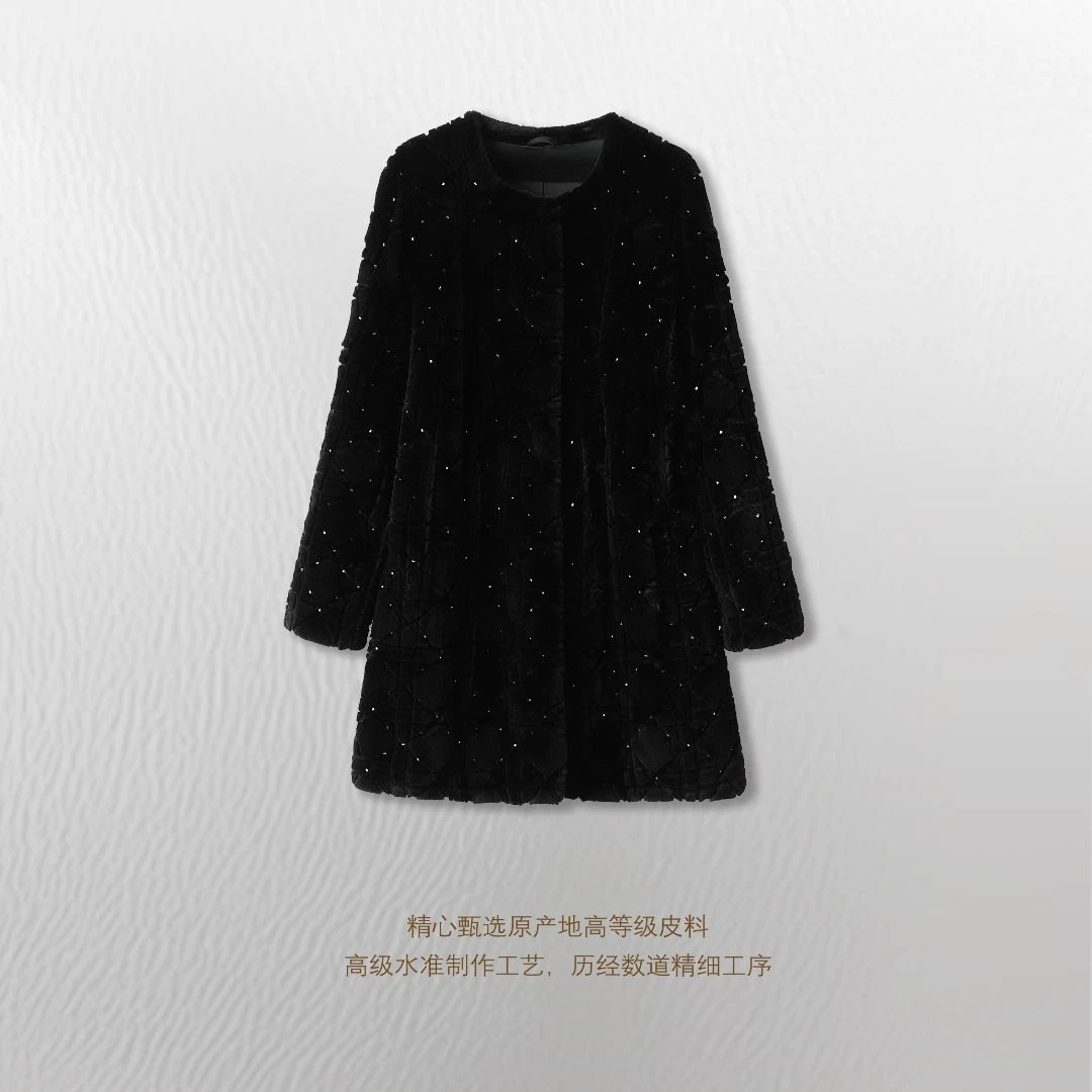 臻极【繁星】迪家繁星系列大牌同款手工镶钻水貂皮草ZT240008