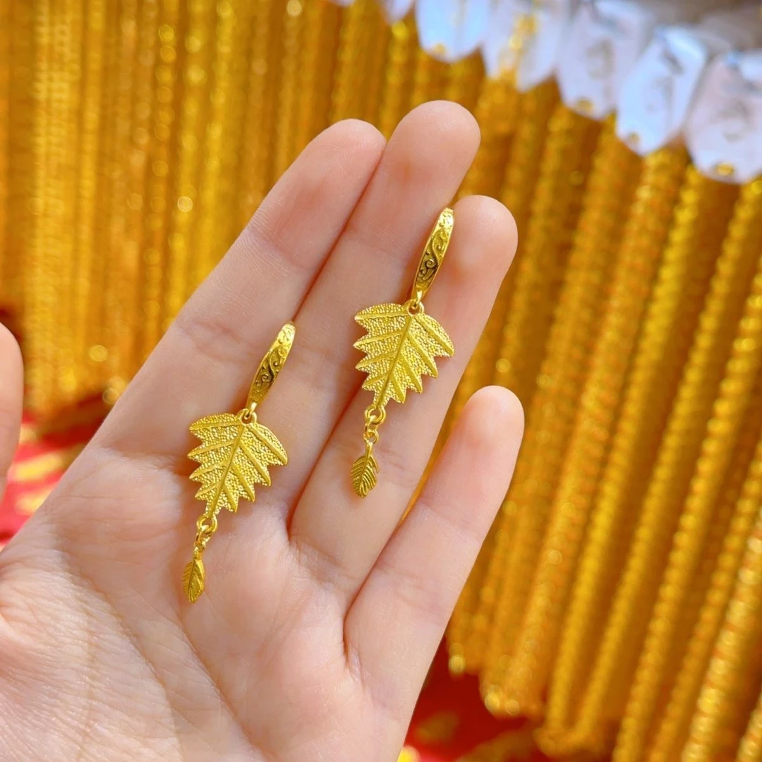 铜合金耳饰 DANA金店同款式树叶不掉色不过敏耳环
