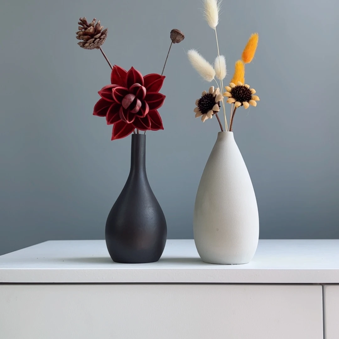 摆件陶瓷小花瓶摆件含花总高约20-30cm